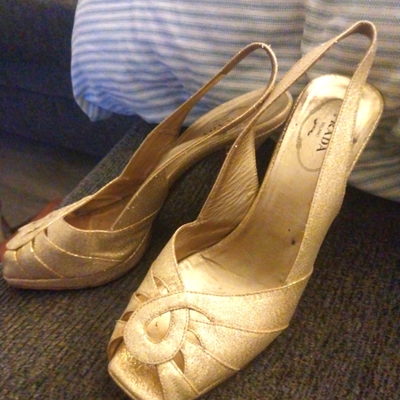 Gold slingback heels Prada